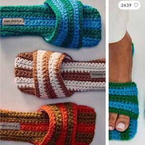 Free People Show Your Stripes Hand-Knitted Slides - NWT Size 8.5